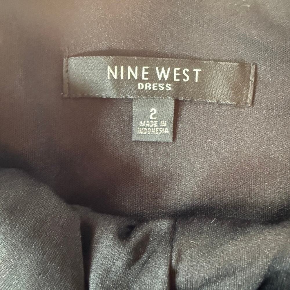 Nine West Black Fit & Flare Dress Tweed Hem Sleeveless Cocktail Career Size 2 - Picture 4 of 16